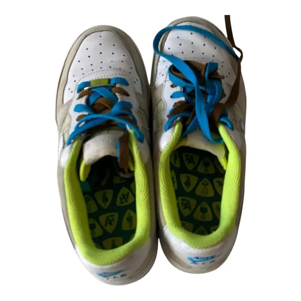 Vtg 2007 Nike Air Force 1 Low 07 Net Plaid 315115-114 Volt Blue Wmns Size 7 Rare